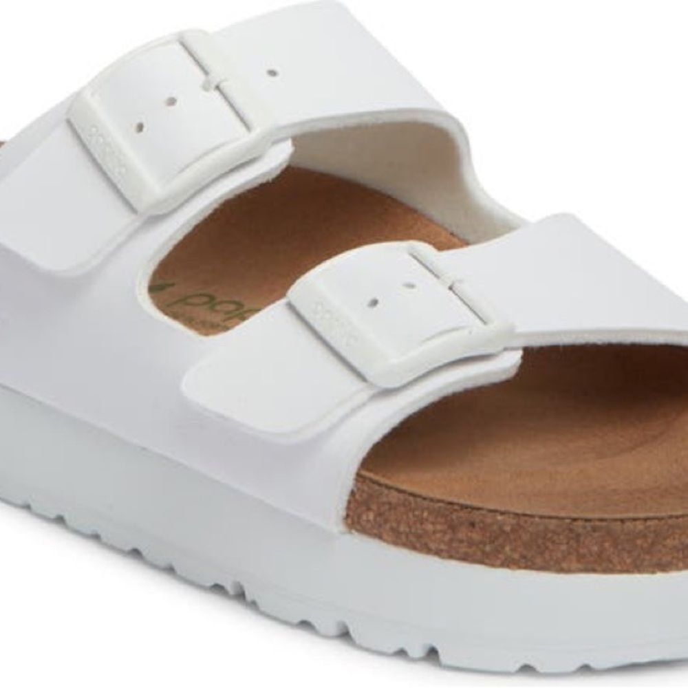 Birkenstock Arizona Platform Slide Sandals, Papilllio, white (Women, size EU 37